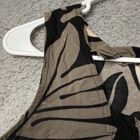 Leina'ala Tank Top Women's XS Gray and Black Hawaiian Floral Blouse - Picture 6 of 7